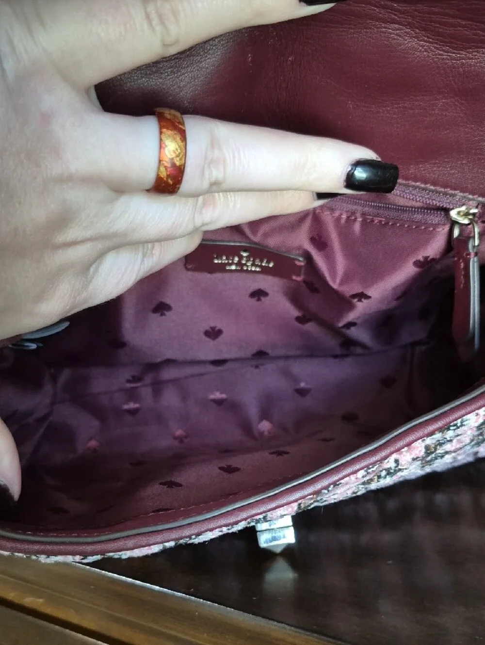 Kate Spade Tweed Chain And Leather Bag